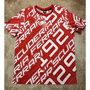 PUMA Ferrari Race All Over Print Tee 2 Rosso Corsa Large NWT